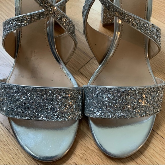 Jewel Badgley Mischka Silver Glitter Strappy Cook Heels/Pumps size 11 - Picture 5 of 11